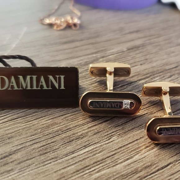 DAMIANI Cufflinks with diamonds 18K Two Tone ITALY - Picture 5 of 6